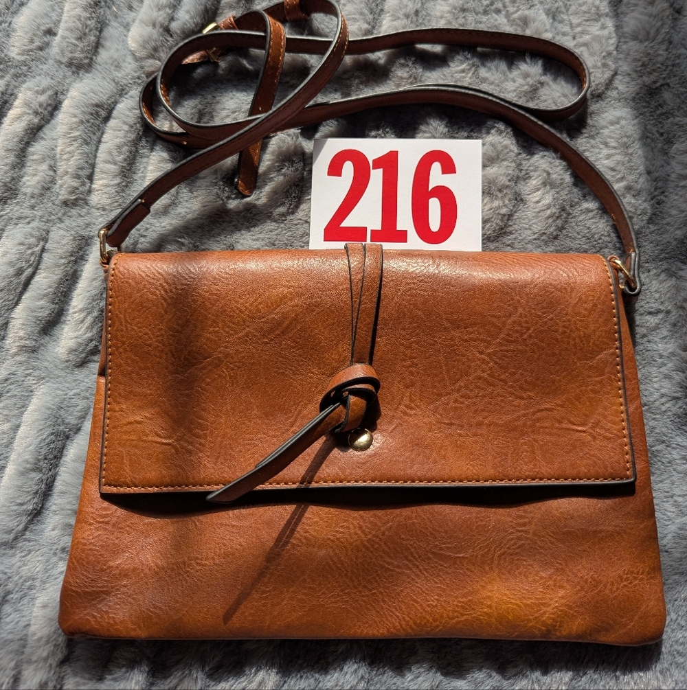 Lot 216 brown vegan leather crossbody handbag